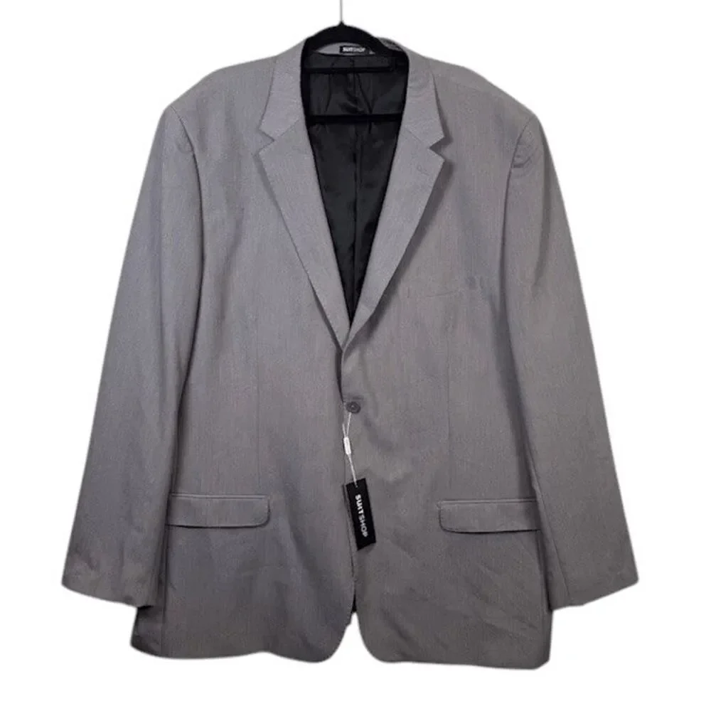 NWT The Suit‎ Shop Textured Gray Suit Jacket Modern Fit Size 56 XLong
